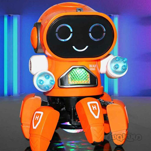 ربات کنترلی شش پا موزیکال و رقصنده نارنجی Dancing ROBOT on remote control RC music light orange -اسباب بازی